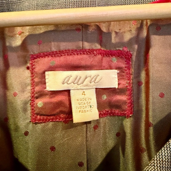 Vintage Y2K Aura Plaid Blazer Made in USA Ruched Tailored Jacket Size 4 - Picture 4 of 10